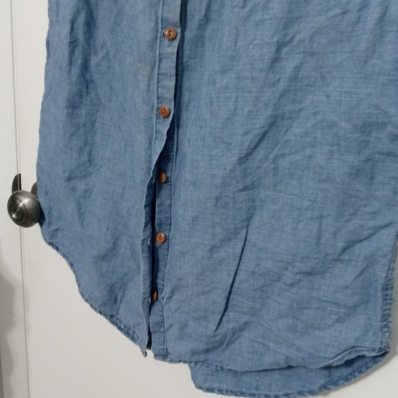 Madewell Button down Short Sleeve denim Knee Length Summer Dress with Pockets - Picture 5 of 8